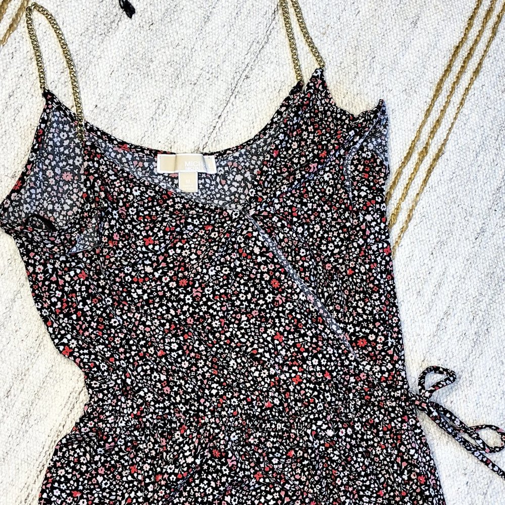 Michael Kors Floral Wrap Dress Chain Straps